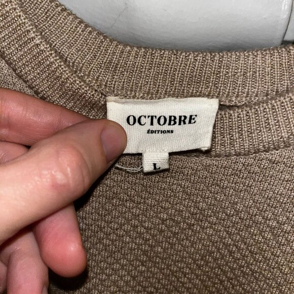 Men's Octobre Editions beige (tan) wool sweater size L - Picture 2 of 5